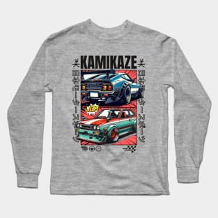 Distressed Retro Comic Kamikaze Japanese JDM Long Sleeve T-Shirt